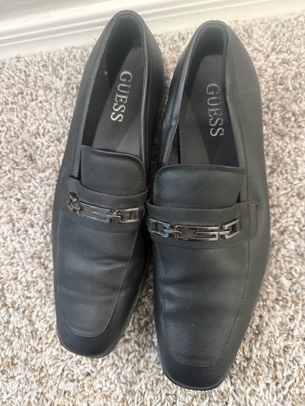 UE Black Leather Slip-On Loafers with Metal Bit